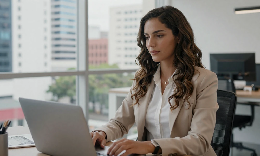 Professional Dutch Antillean woman in Curaçao office