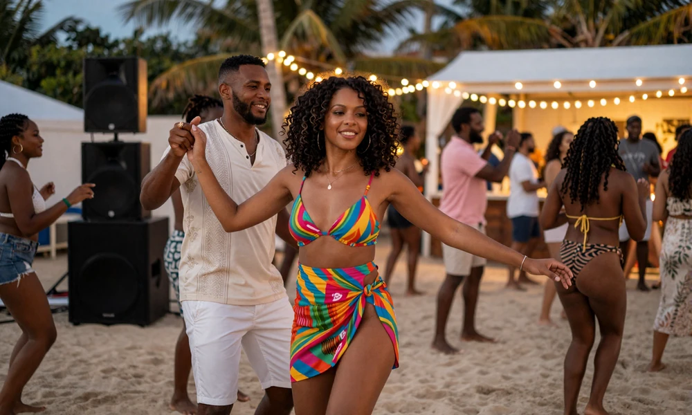 Romantic beach party in Jamaica