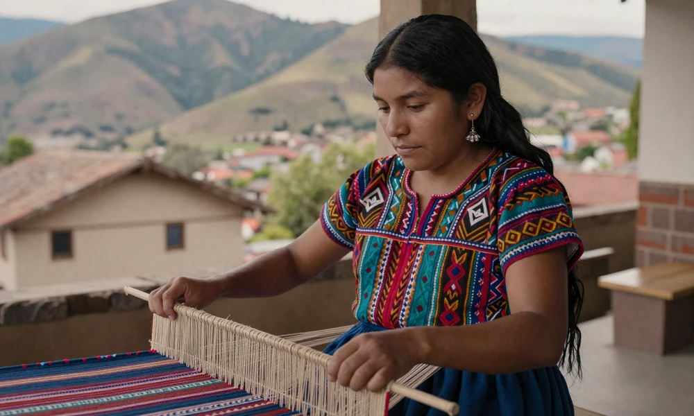 Guatemalan woman in traditional Mayan clothing