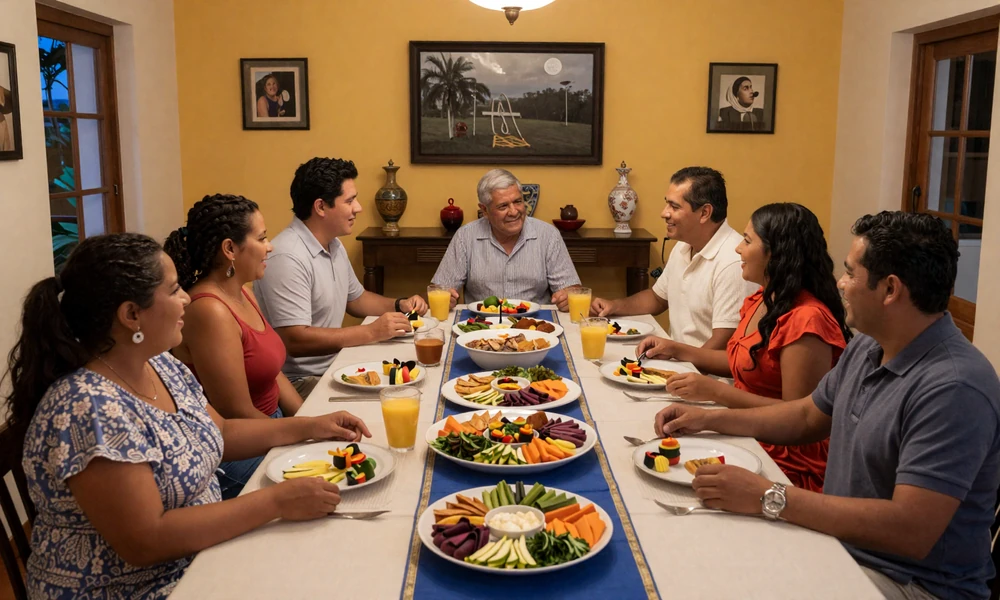Colombian family dinner with American son-in-law