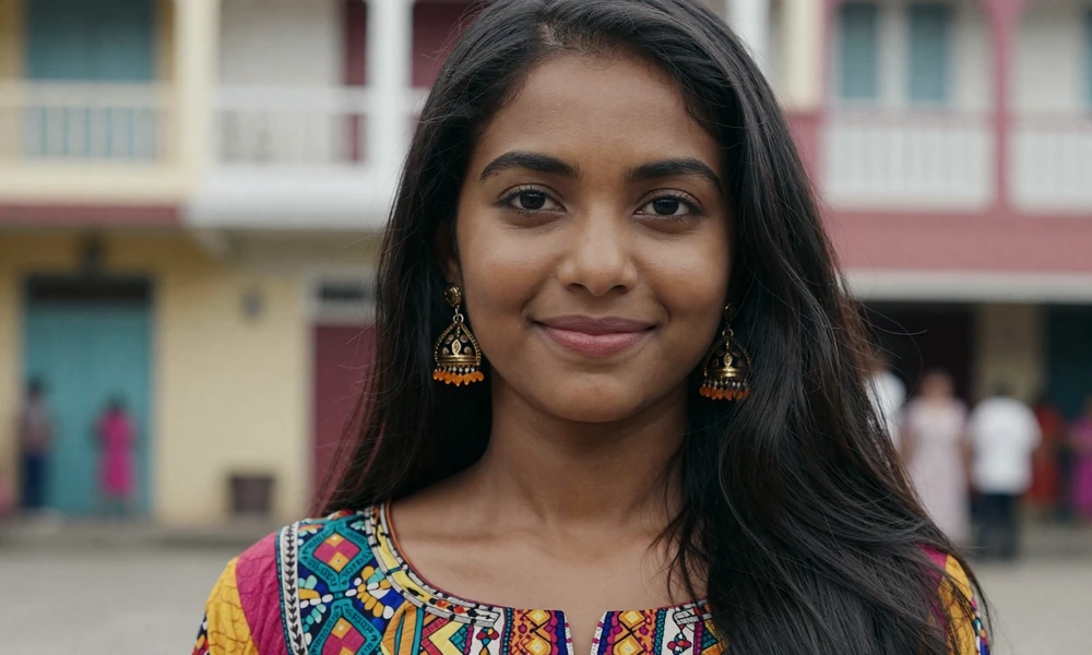 Indo-Guyanese woman in traditional dress