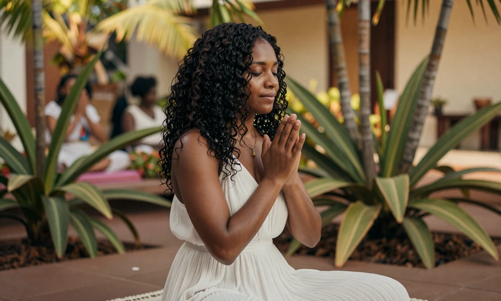 Haitian woman in spiritual moment