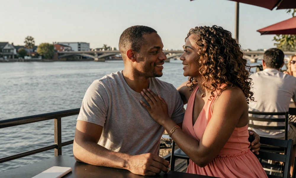 Couple dating at Georgetown waterfront