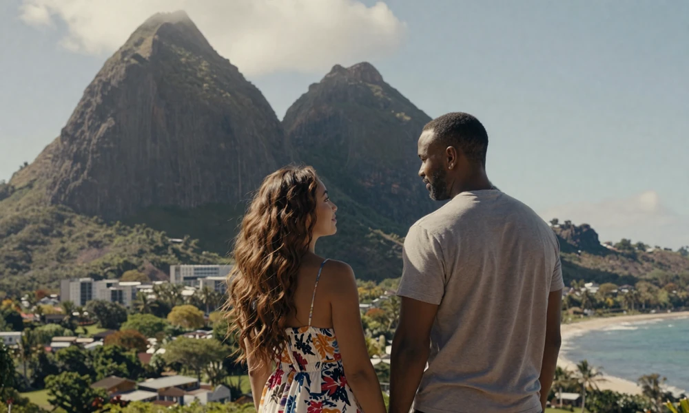 Couple visiting the Pitons in Saint Lucia
