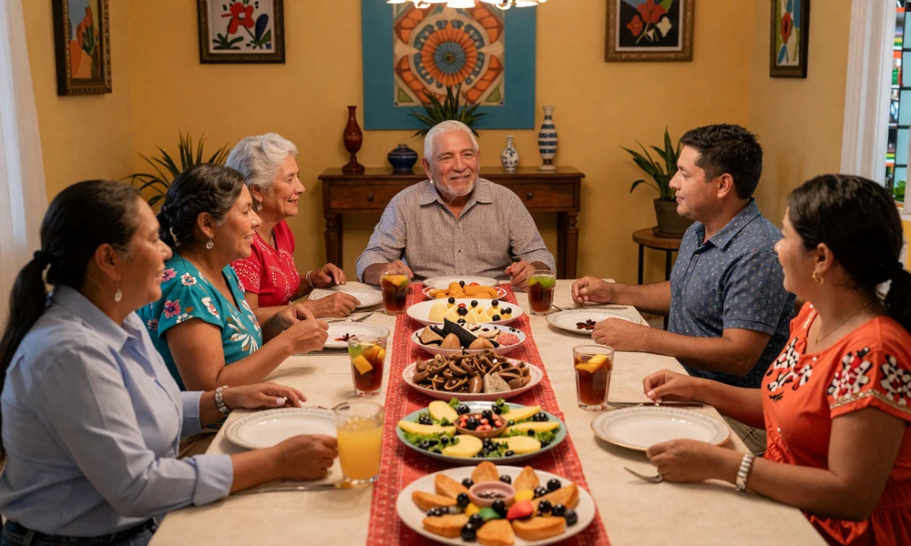 Mexican family dinner with American son-in-law